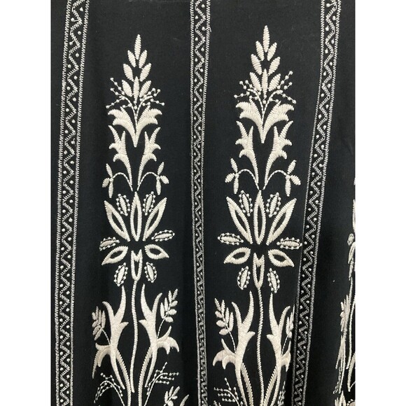 Womens Embroidered Floral Knee Length Dress S Black Fairy Grunge Boho Festival - Picture 3 of 7